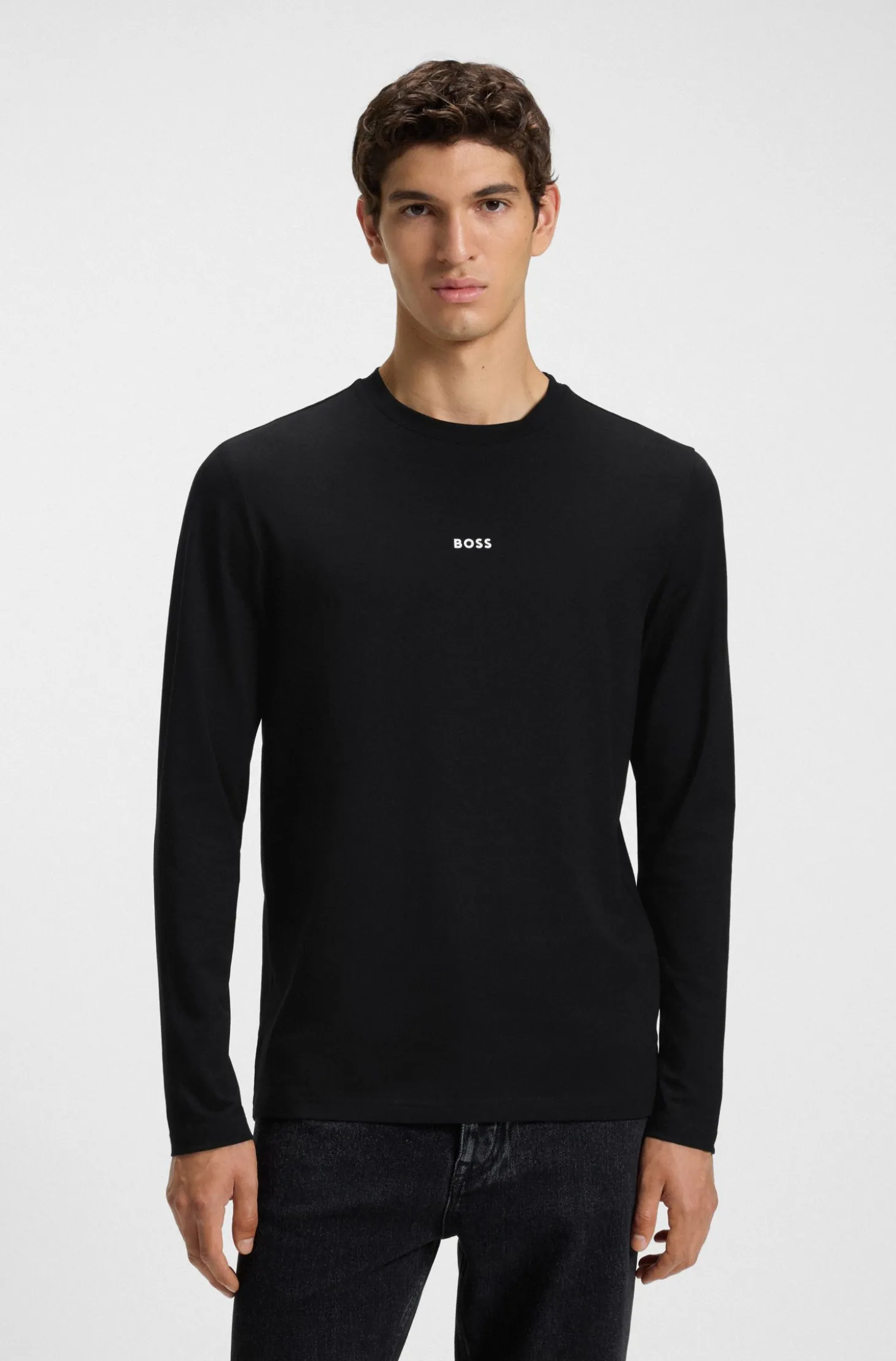 Longsleeve aus Stretch-Baumwolle mit Logo-Print