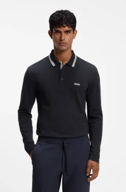 Longsleeve-Poloshirt aus Baumwoll-Piqué