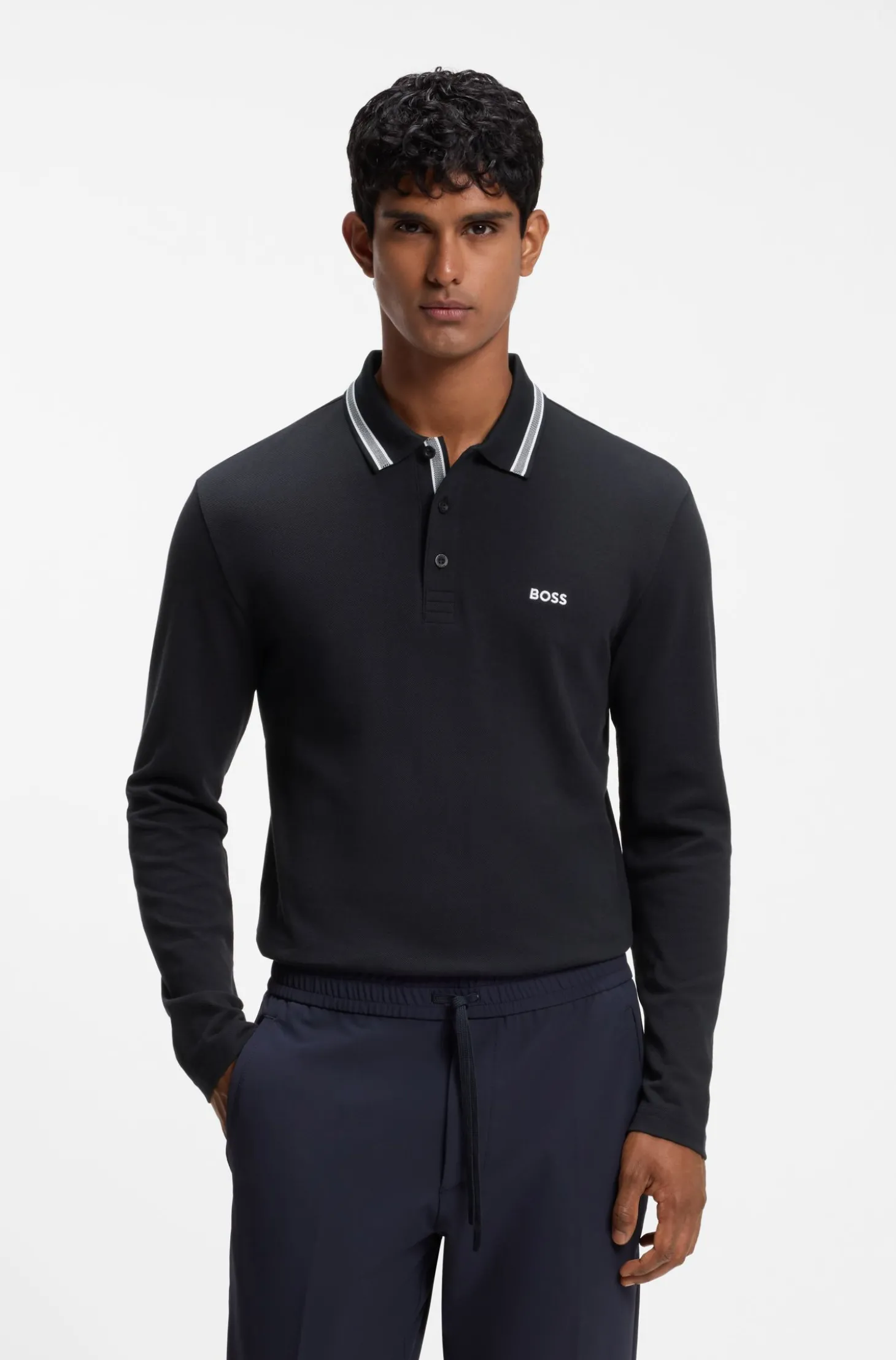 Longsleeve-Poloshirt aus Baumwoll-Piqué