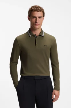 Longsleeve-Poloshirt aus Baumwoll-Piqué