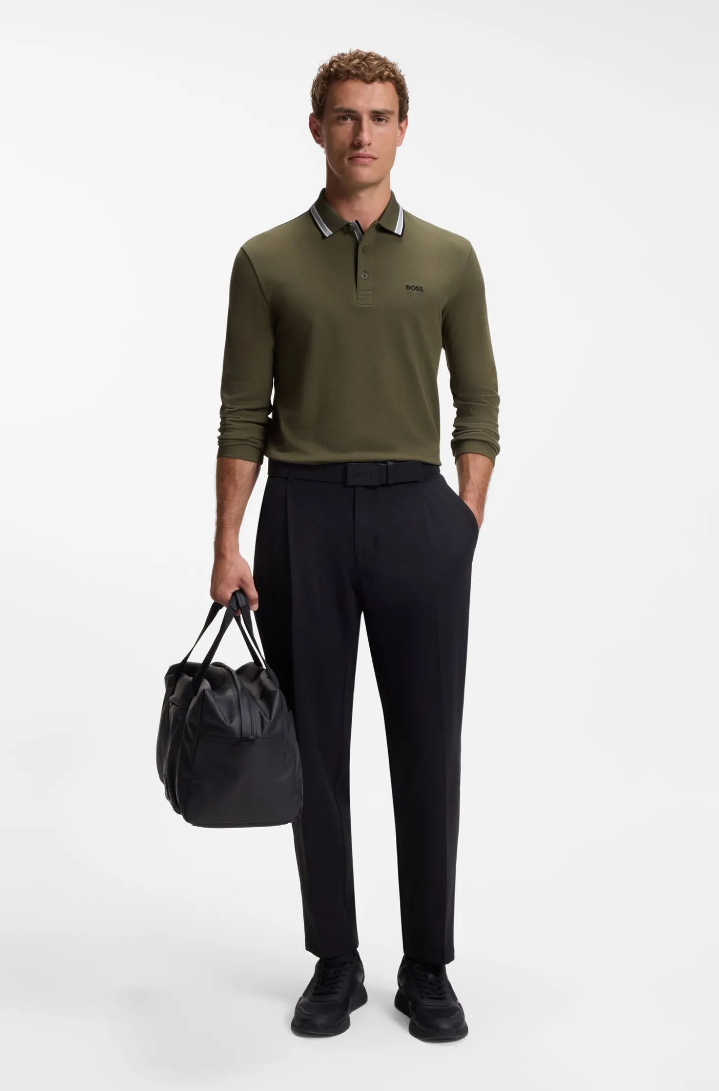 Longsleeve-Poloshirt aus Baumwoll-Piqué