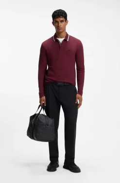 Longsleeve-Poloshirt aus Baumwoll-Piqué