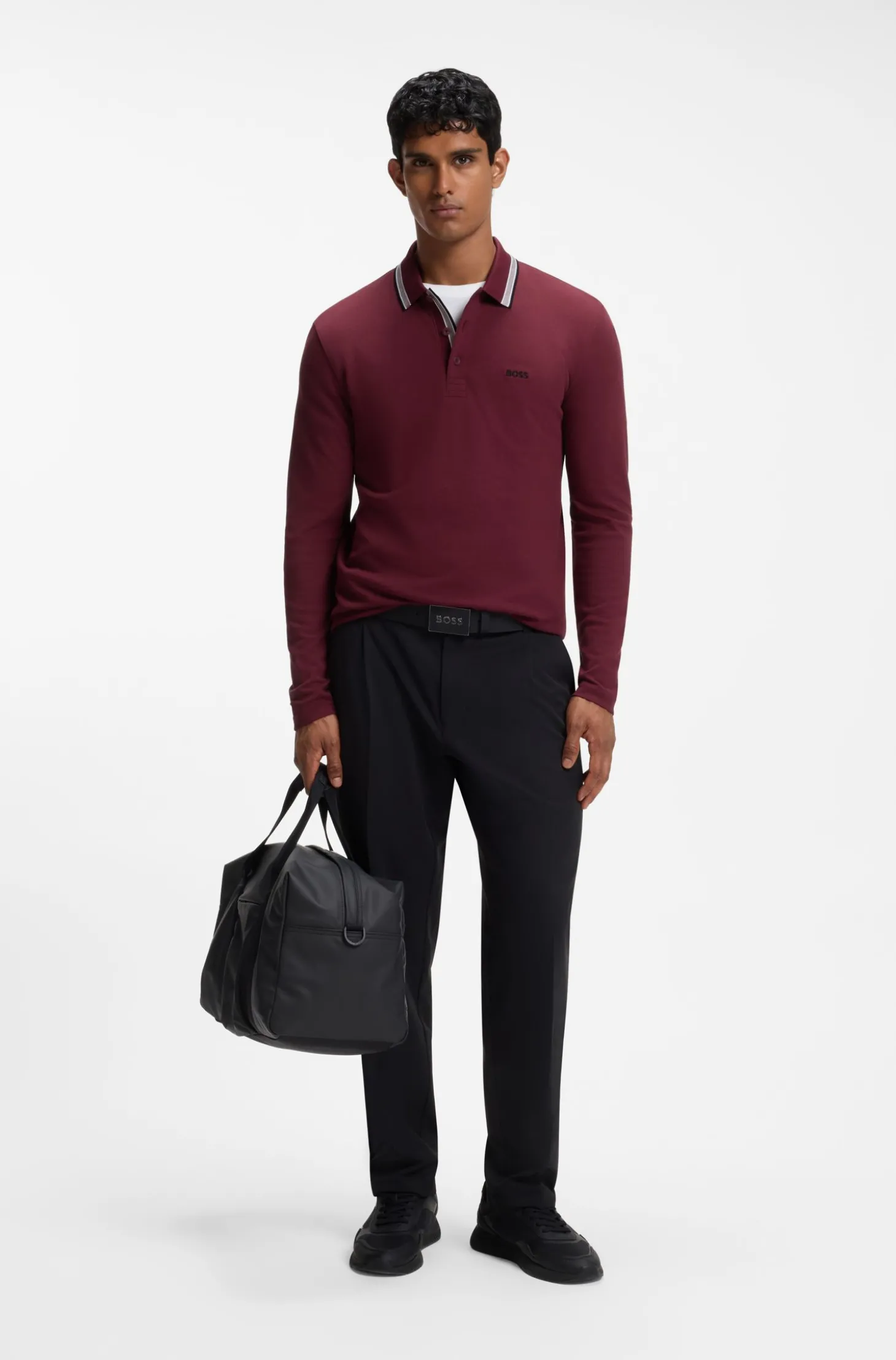 Longsleeve-Poloshirt aus Baumwoll-Piqué