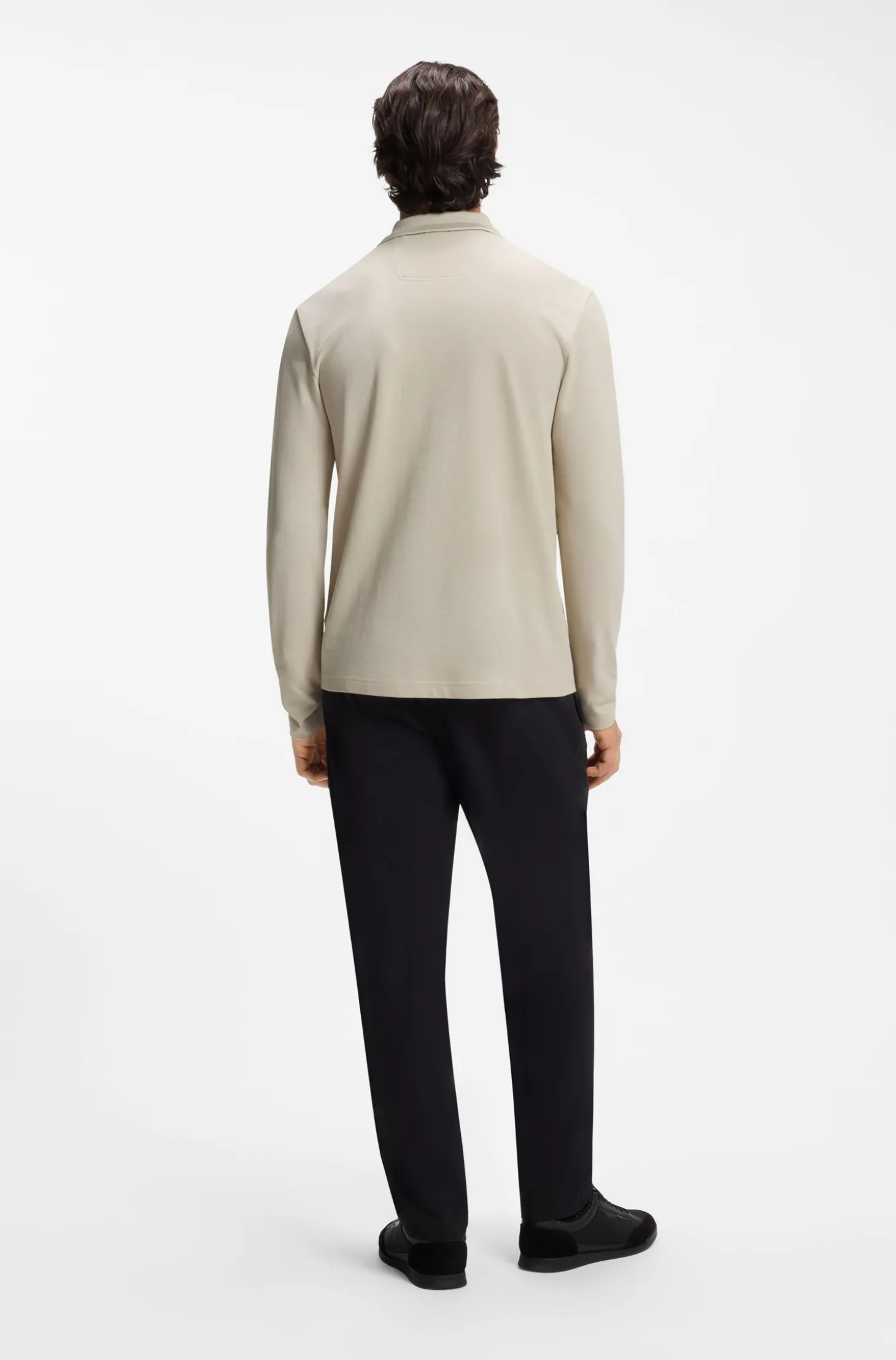 Longsleeve-Poloshirt aus Baumwoll-Piqué