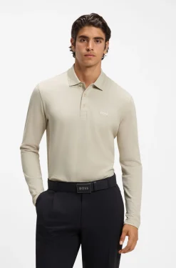 Longsleeve-Poloshirt aus Baumwoll-Piqué