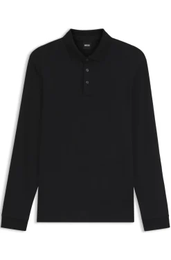 Longsleeve-Poloshirt aus Interlock-Baumwolle mit Logo