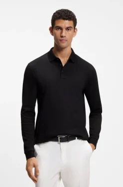 Longsleeve-Poloshirt aus Interlock-Baumwolle mit Logo
