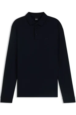 Longsleeve-Poloshirt aus Interlock-Baumwolle mit Logo