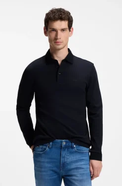 Longsleeve-Poloshirt aus Interlock-Baumwolle mit Logo