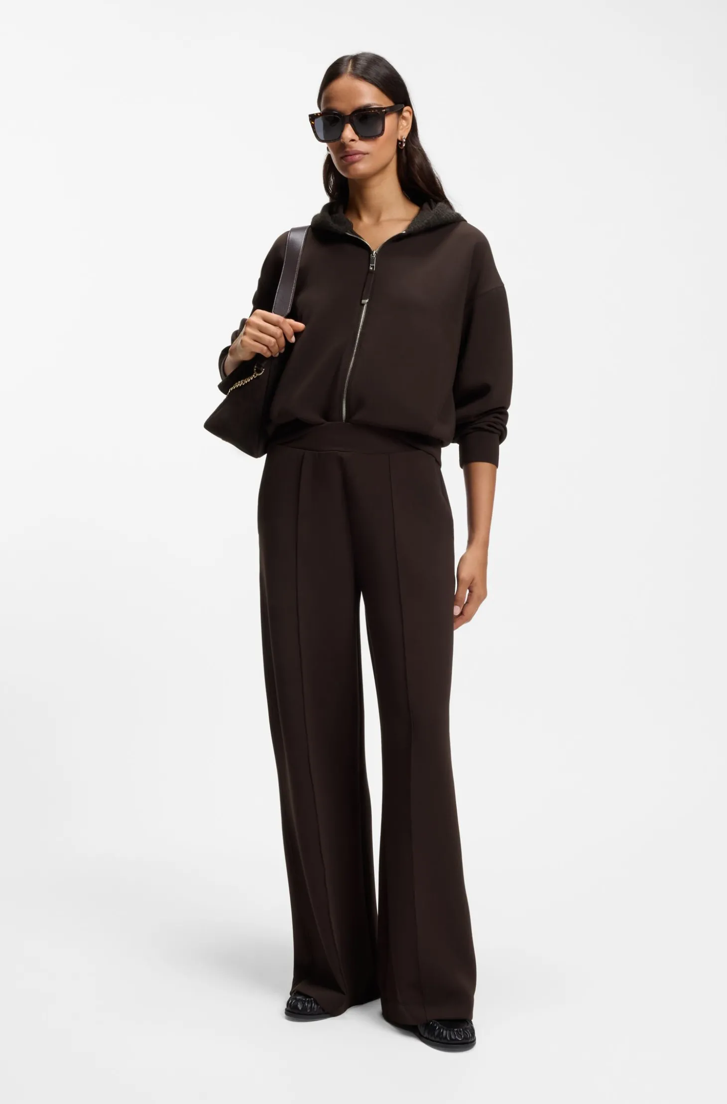 Loose-Fit Hoodie aus Scuba-Jersey mit Reißverschluss