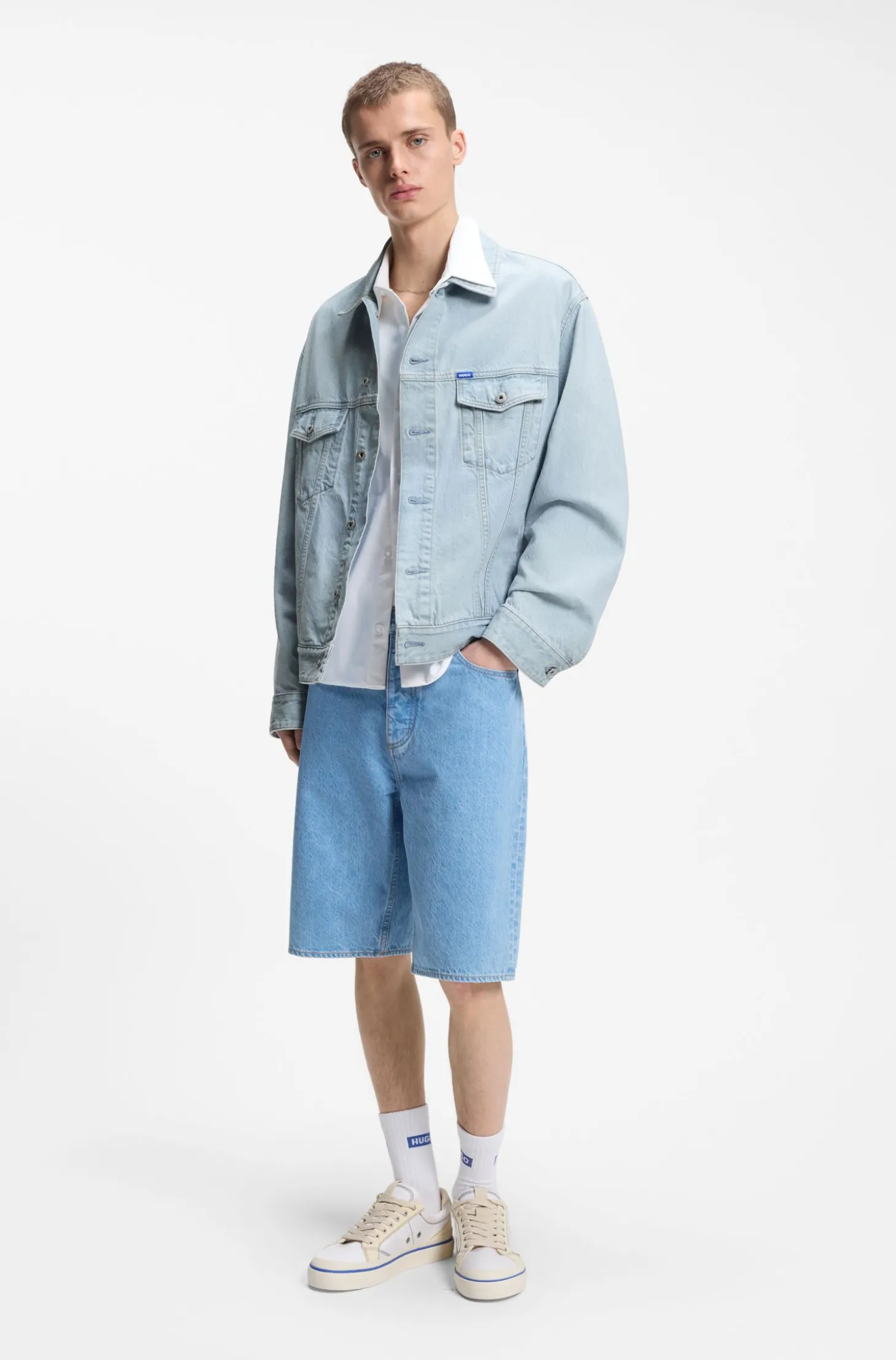Loose-Fit Jacke aus Denim in Vintage-Blau