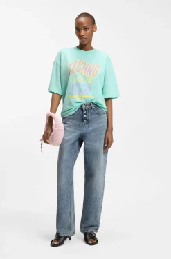 Loose-Fit Jeans aus blauem Denim mit sichtbarem Reißverschluss