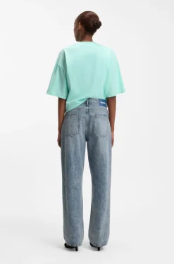 Loose-Fit Jeans aus blauem Denim mit sichtbarem Reißverschluss