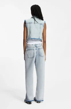 Loose-Fit Jeans aus festem hellblauem Denim