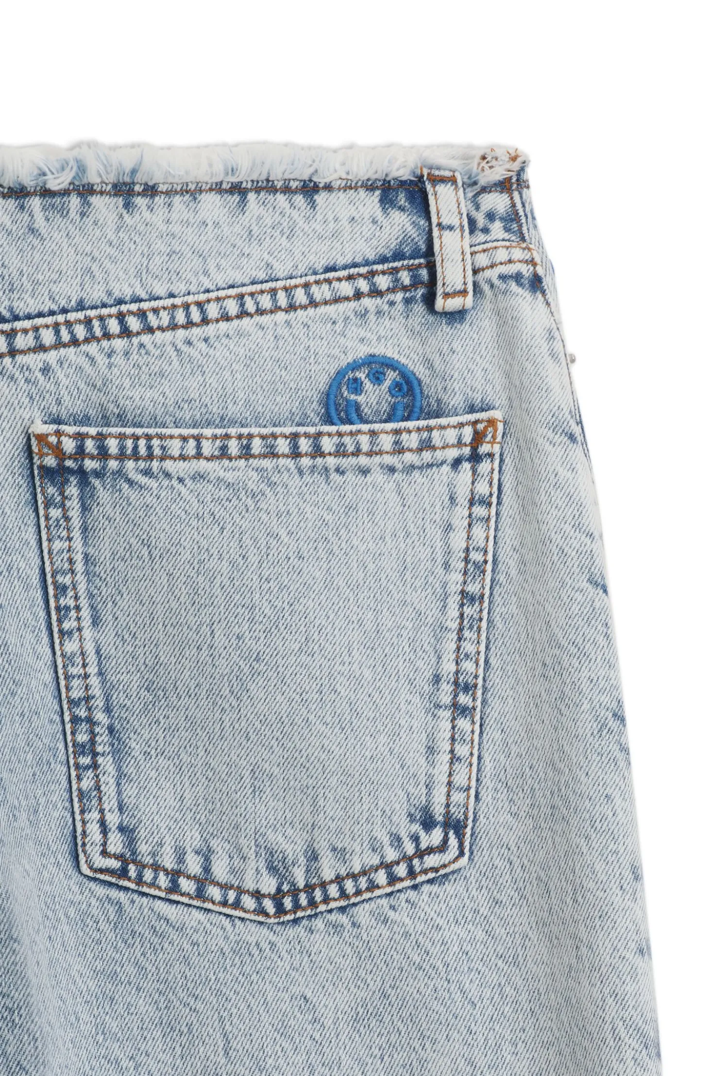 Loose-Fit Jeans aus festem hellblauem Denim
