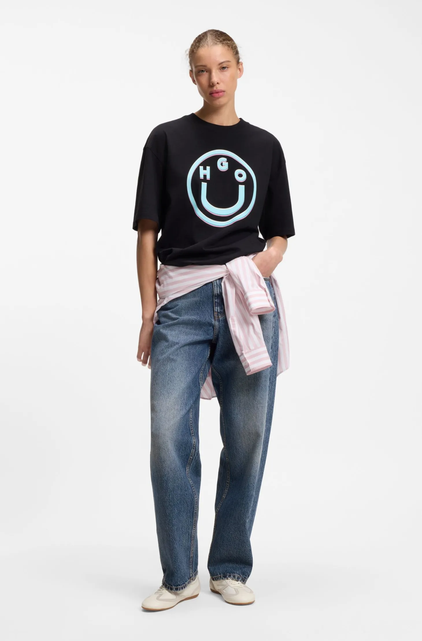 Loose-Fit Jeans aus fester Baumwolle mit weitem Beinverlauf