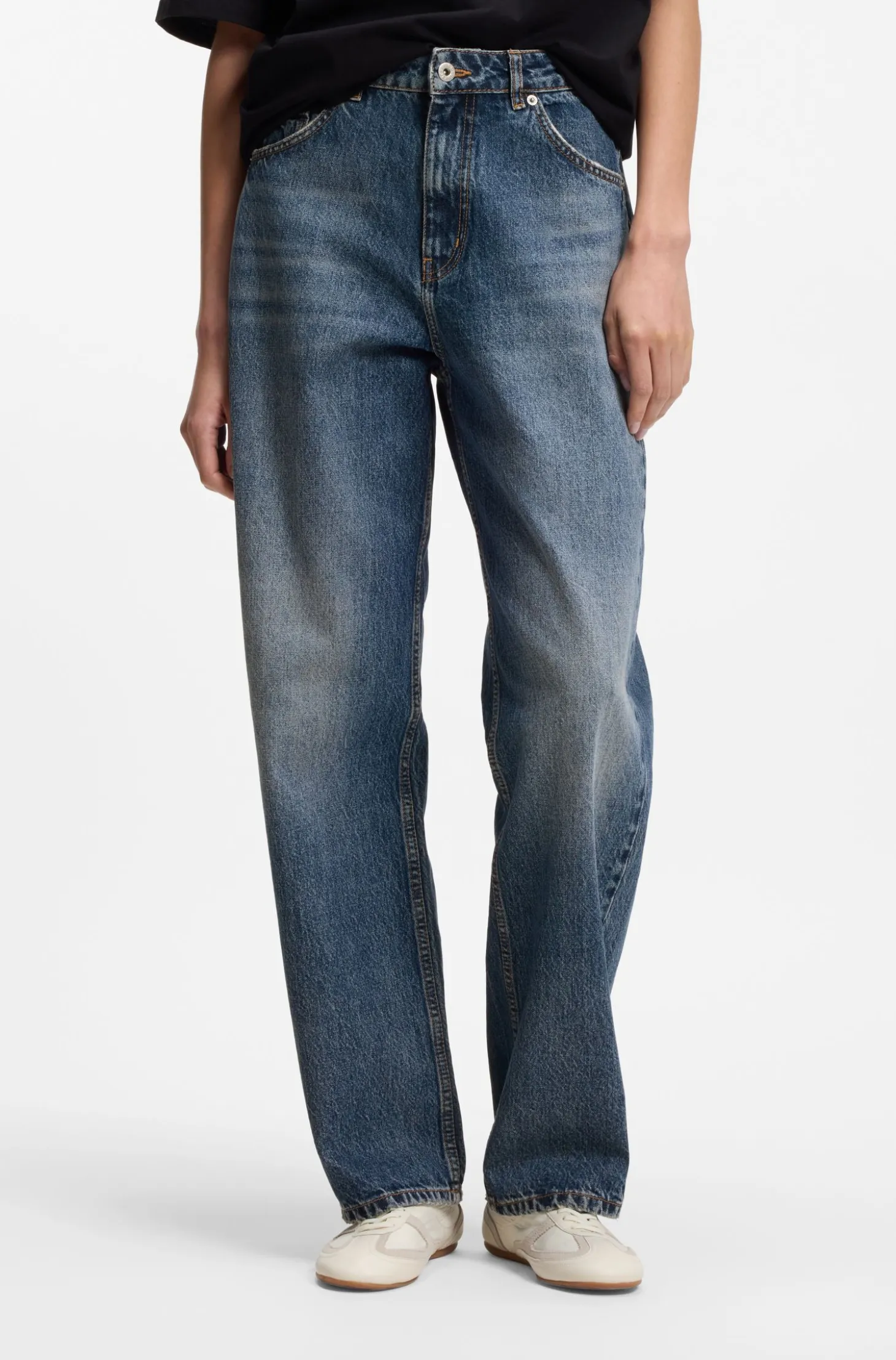 Loose-Fit Jeans aus fester Baumwolle mit weitem Beinverlauf