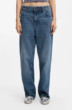 Loose-Fit Jeans aus gewaschenem blauem Denim