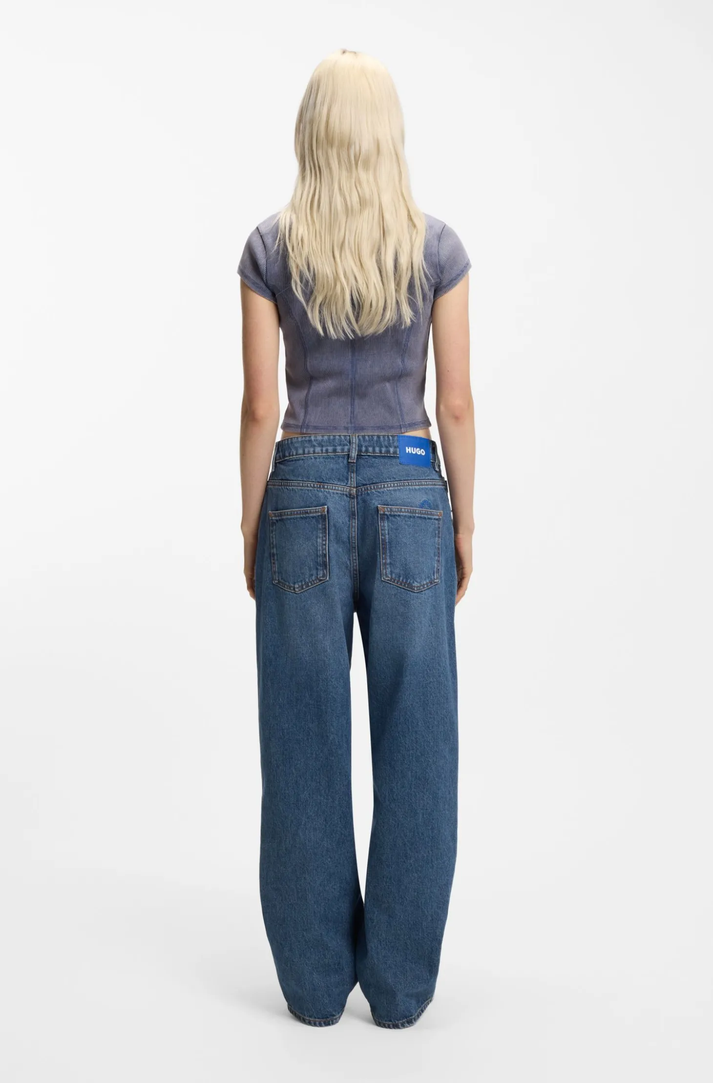 Loose-Fit Jeans aus gewaschenem blauem Denim