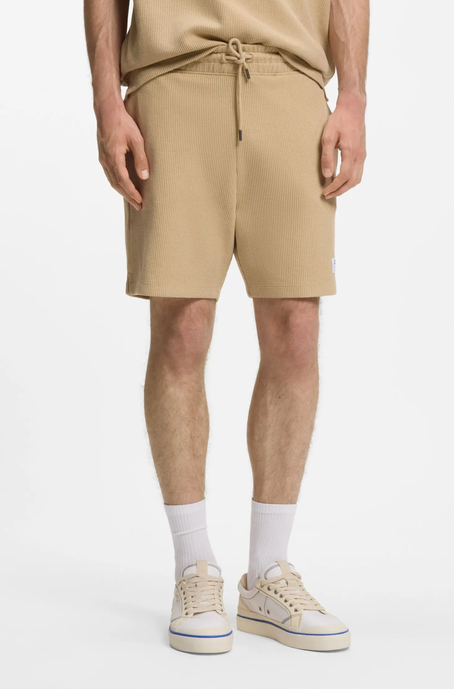 Loose-Fit Shorts aus Baumwoll-Mix mit Waffelstruktur
