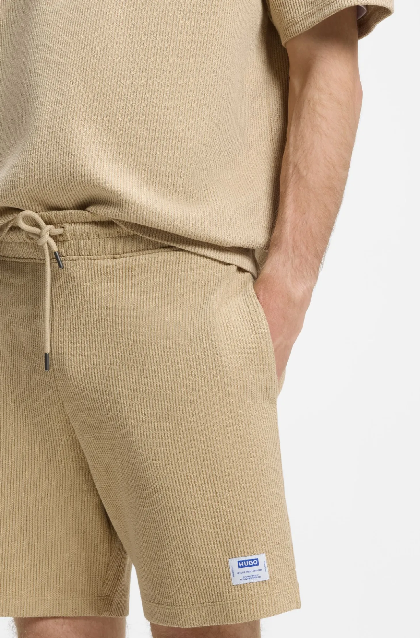 Loose-Fit Shorts aus Baumwoll-Mix mit Waffelstruktur
