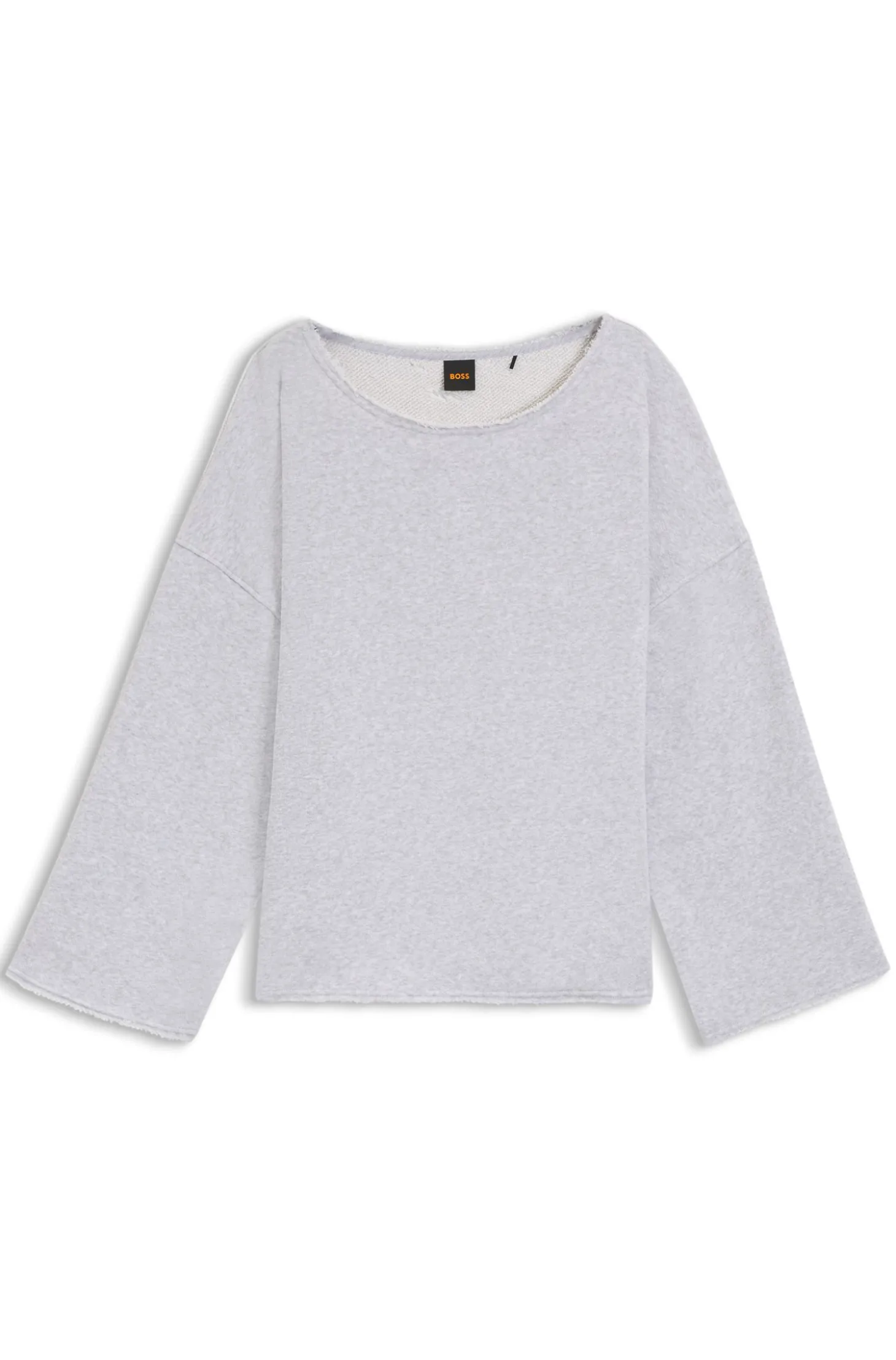 Loose-Fit Sweatshirt aus Baumwoll-Mix mit unversäuberten Säumen
