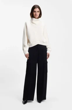 Loose-Fit Sweatshirt mit drapiertem Trichterkragen