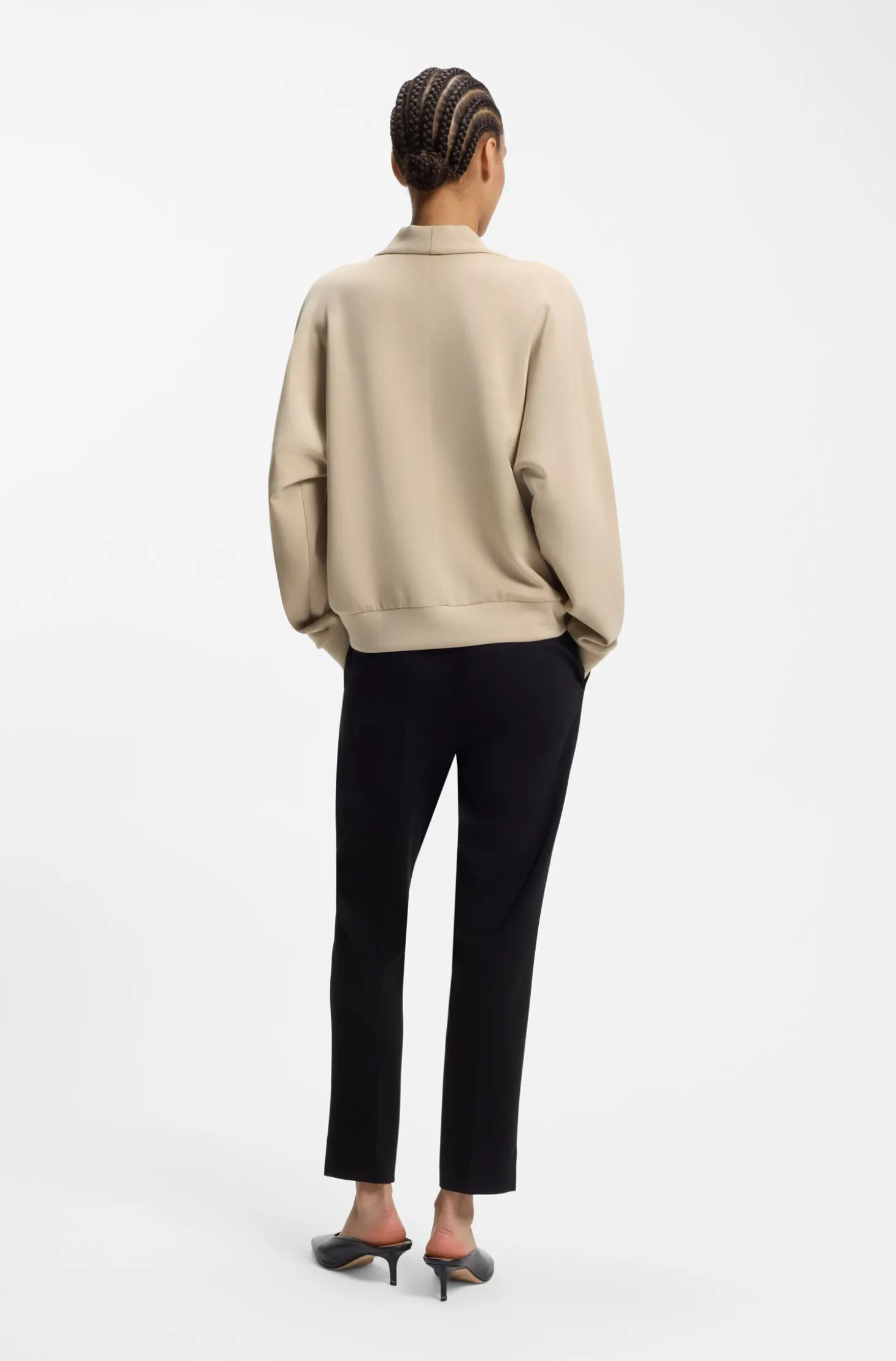 Loose-Fit Sweatshirt mit drapiertem Trichterkragen