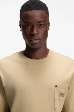 Loose-Fit T-Shirt aus Baumwolle mit Logo-Patch aus Veloursleder