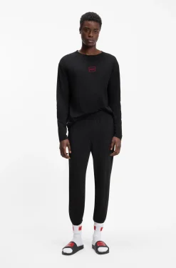Loungewear-Hose mit Bündchen aus Stretch-Baumwolle mit Logo-Print
