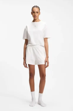 Loungewear-T-Shirt aus Stretch-Gewebe mit Logo-Label