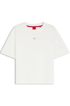 Loungewear-T-Shirt aus Stretch-Gewebe mit Logo-Label