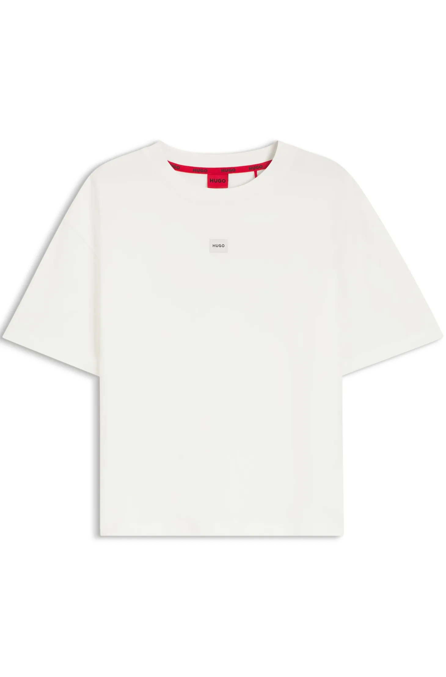 Loungewear-T-Shirt aus Stretch-Gewebe mit Logo-Label