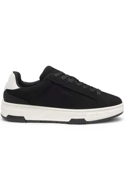 Lowtop Sneakers aus Veloursleder-Imitat