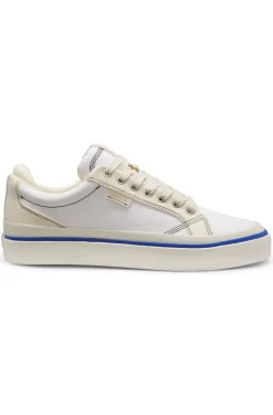 Lowtop Sneakers mit blauer Sohlen-Linie