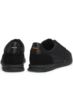 Lowtop Sneakers mit Kunstleder-Details