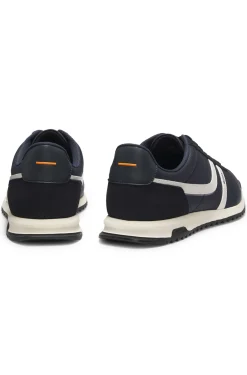 Lowtop Sneakers mit Kunstleder-Details