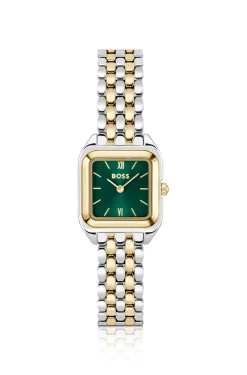 MAE PETITE Uhr mit grünem Zifferblatt und zweifarbigem Armband