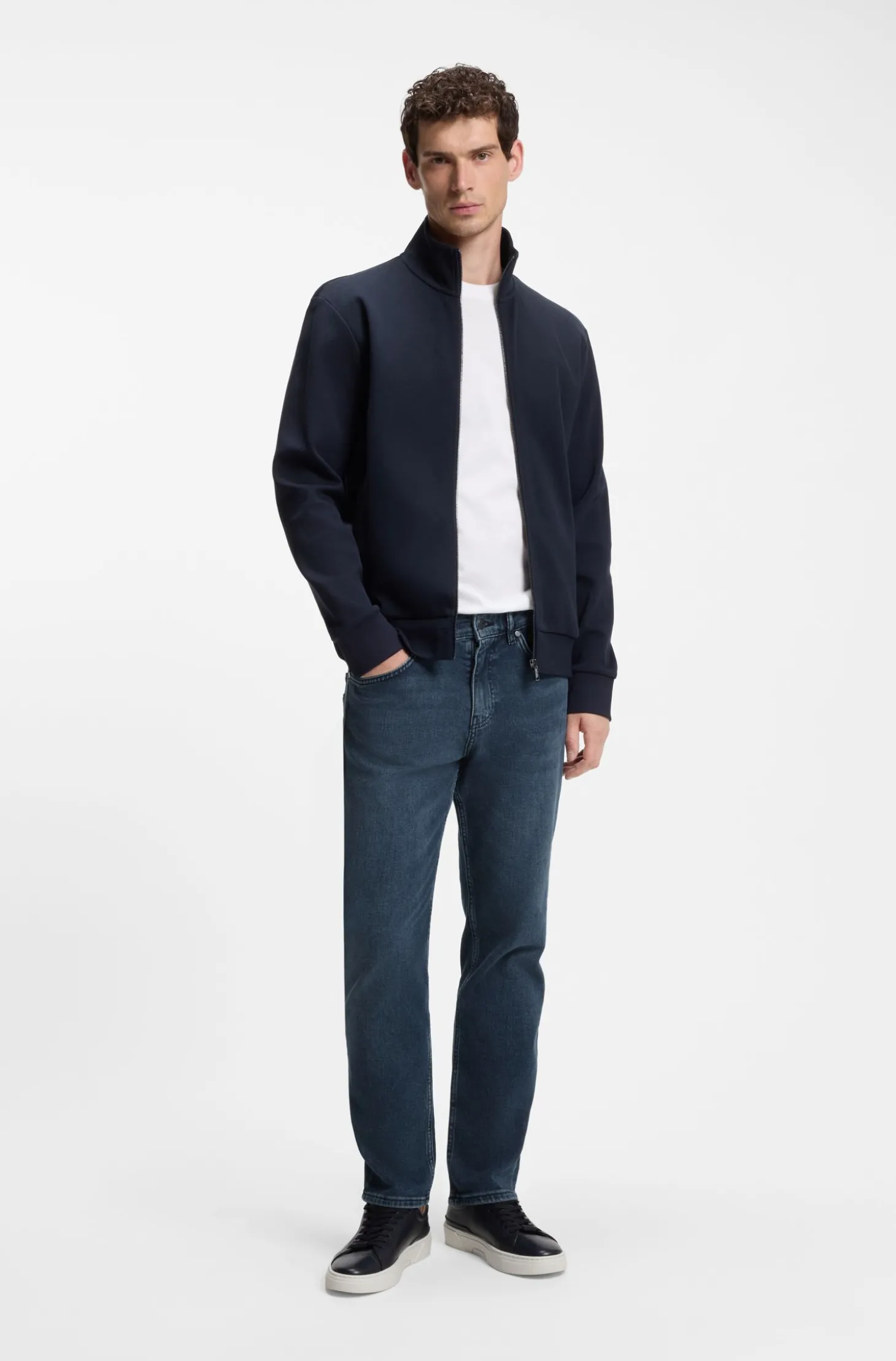 Maine blaue Regular-Fit Jeans aus bequemem Stretch-Denim