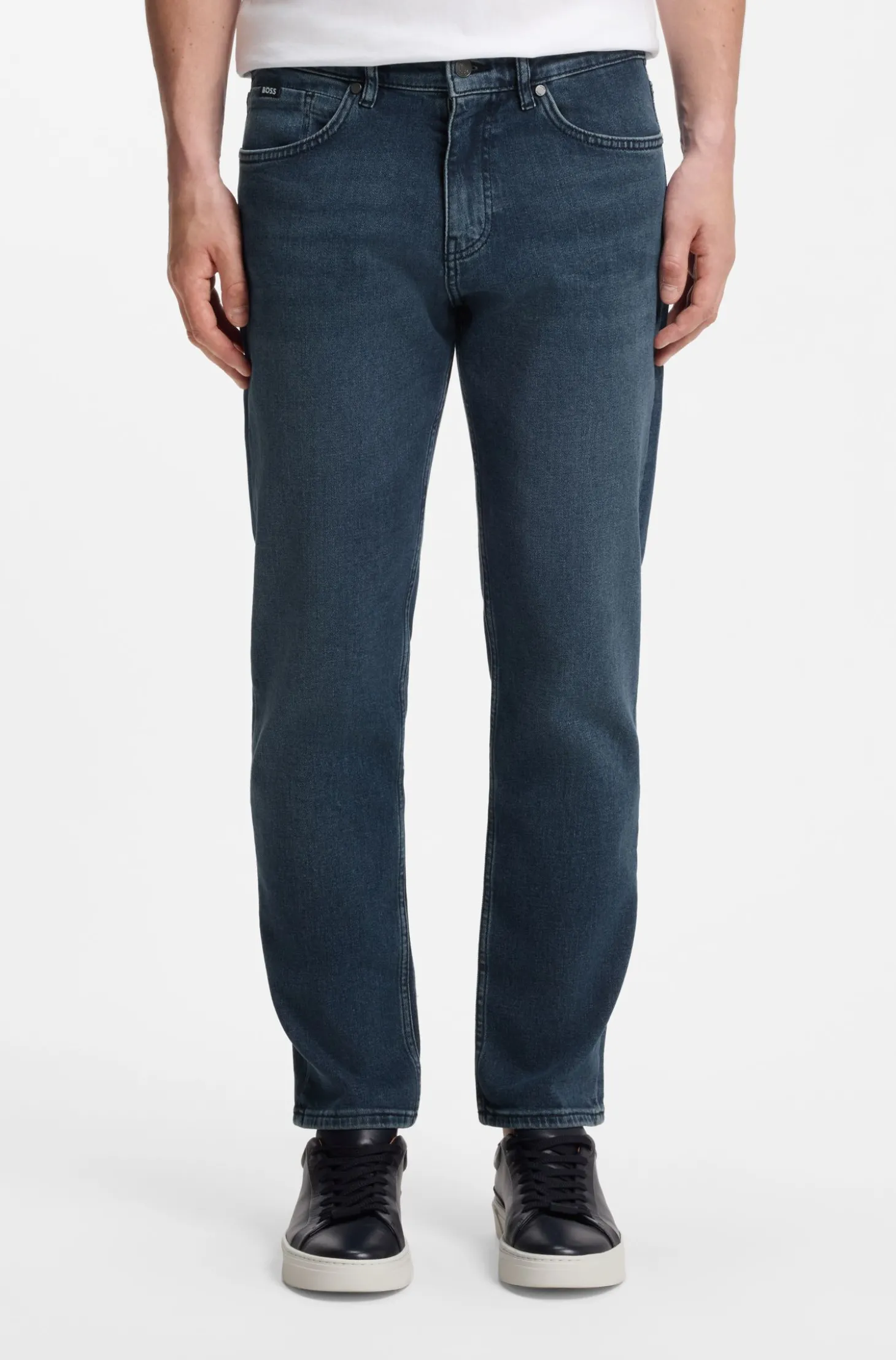 Maine blaue Regular-Fit Jeans aus bequemem Stretch-Denim