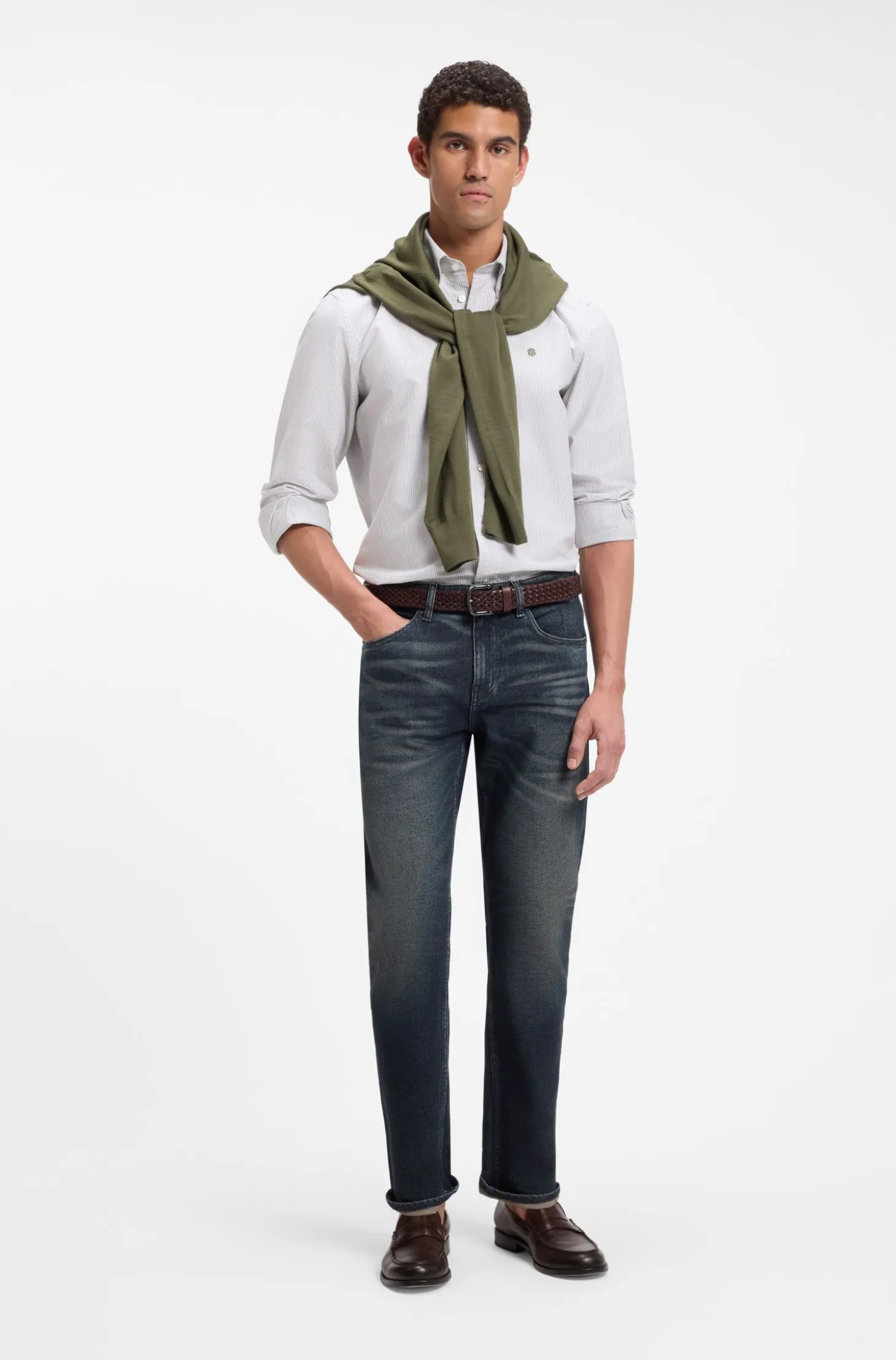 Maine Indigoblaue Regular-Fit Jeans aus elastischem Baumwoll-Mix