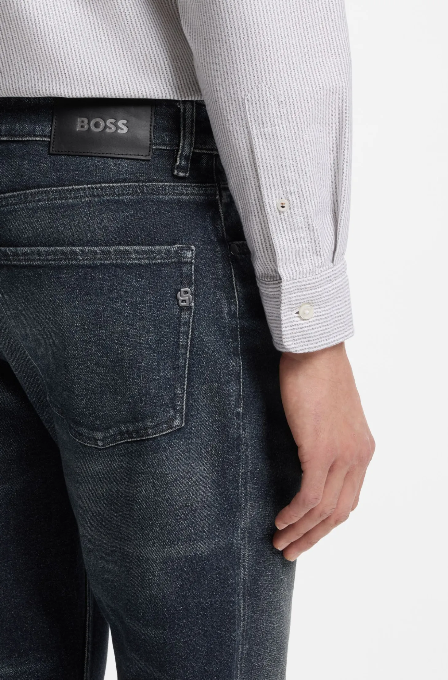 Maine Indigoblaue Regular-Fit Jeans aus elastischem Baumwoll-Mix