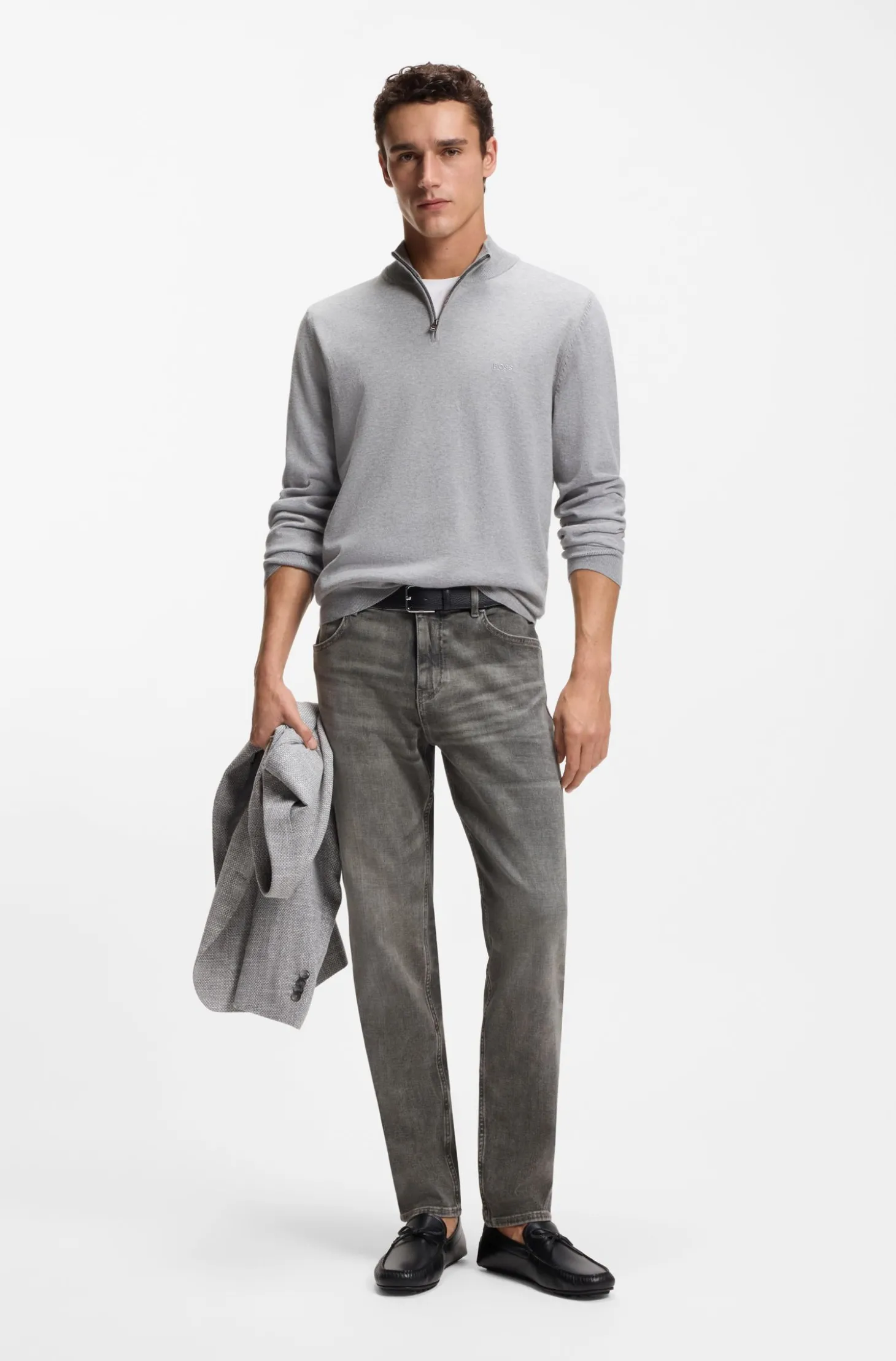 Maine Regular-Fit Jeans aus bequemem Stretch-Denim in Grau