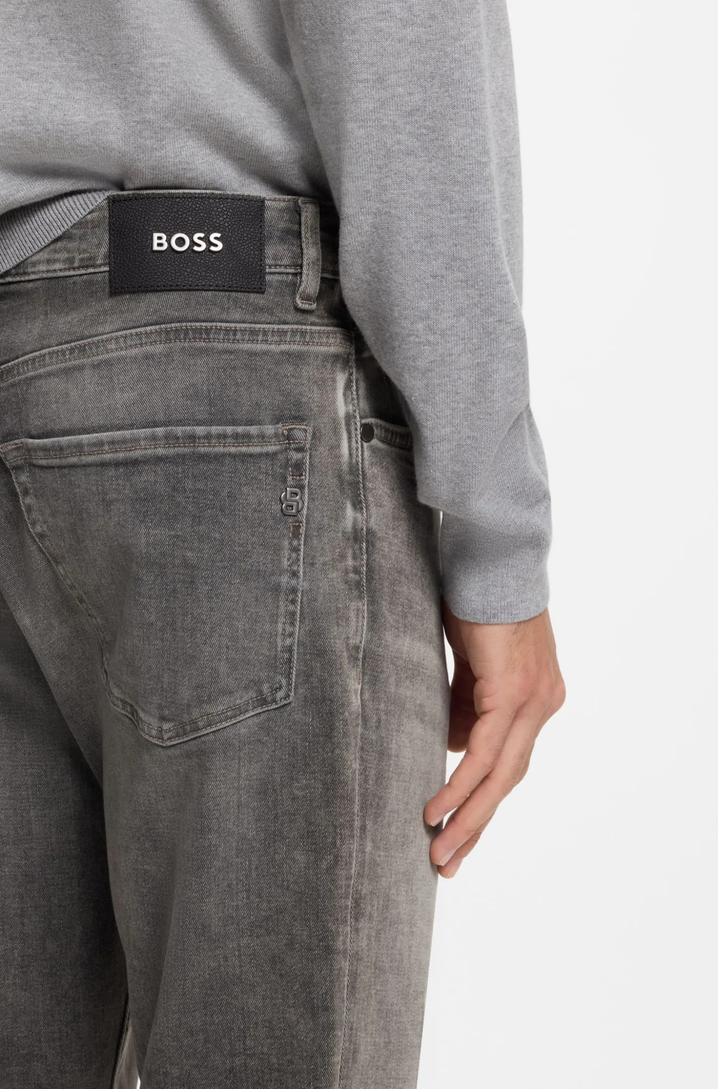Maine Regular-Fit Jeans aus bequemem Stretch-Denim in Grau