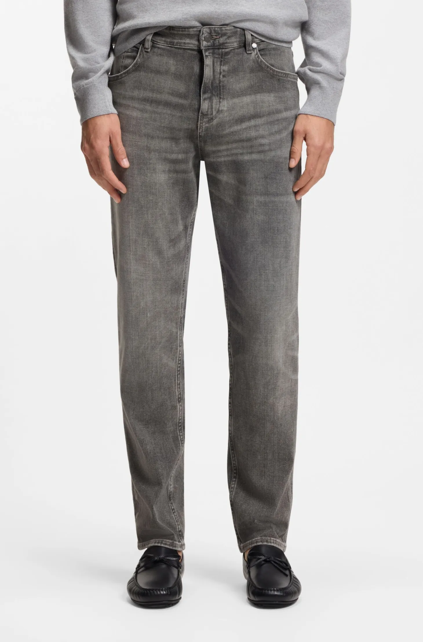 Maine Regular-Fit Jeans aus bequemem Stretch-Denim in Grau