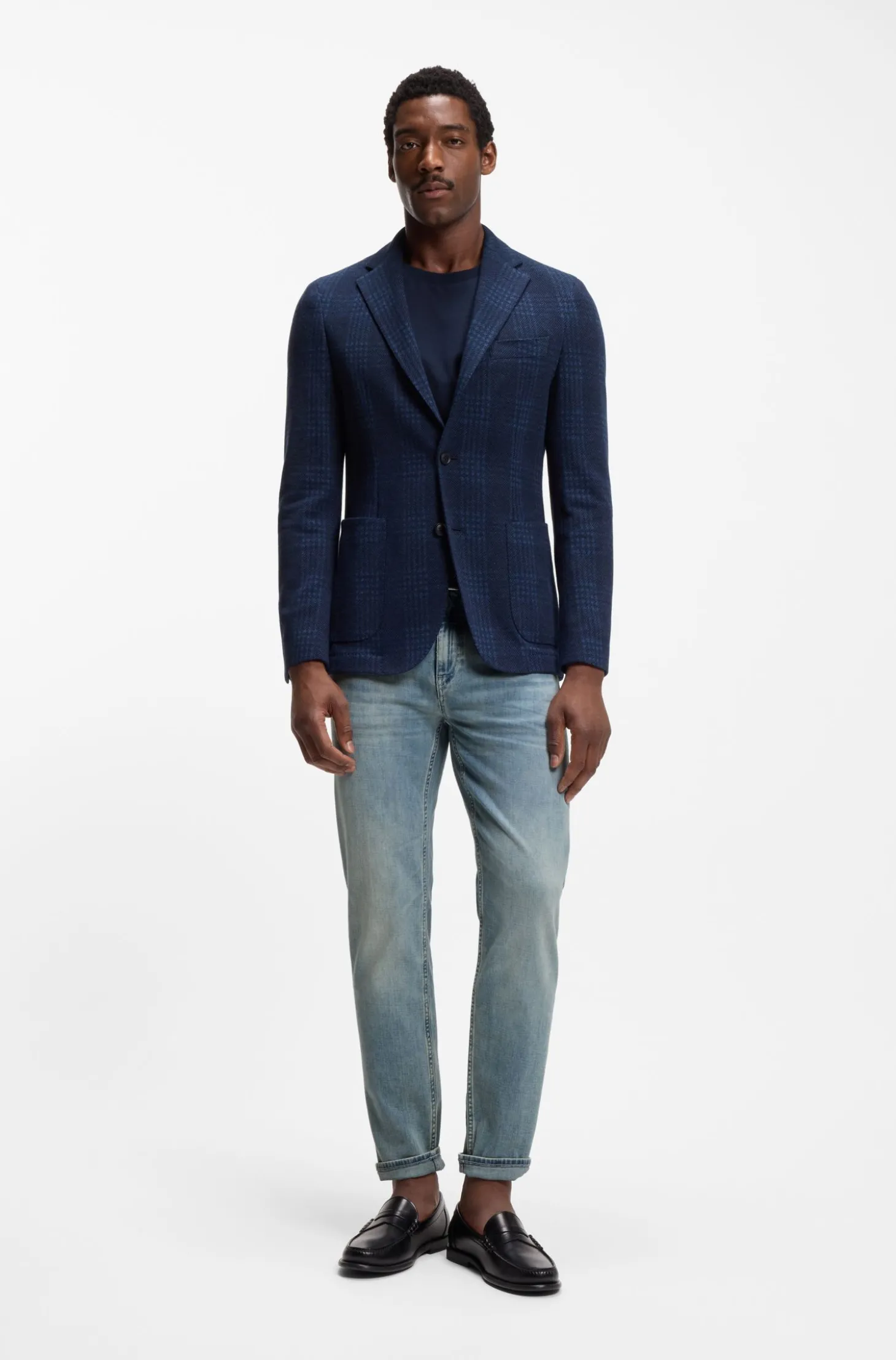 Maine Regular-Fit Jeans aus bequemem blauem Stretch-Denim