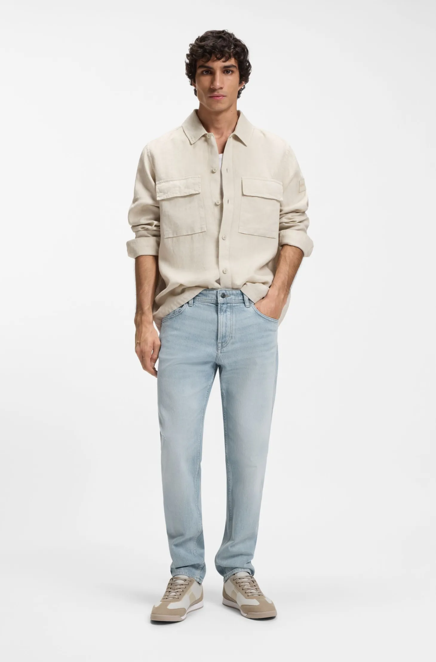 Maine Regular-Fit Jeans aus bequemem blauem Stretch-Denim