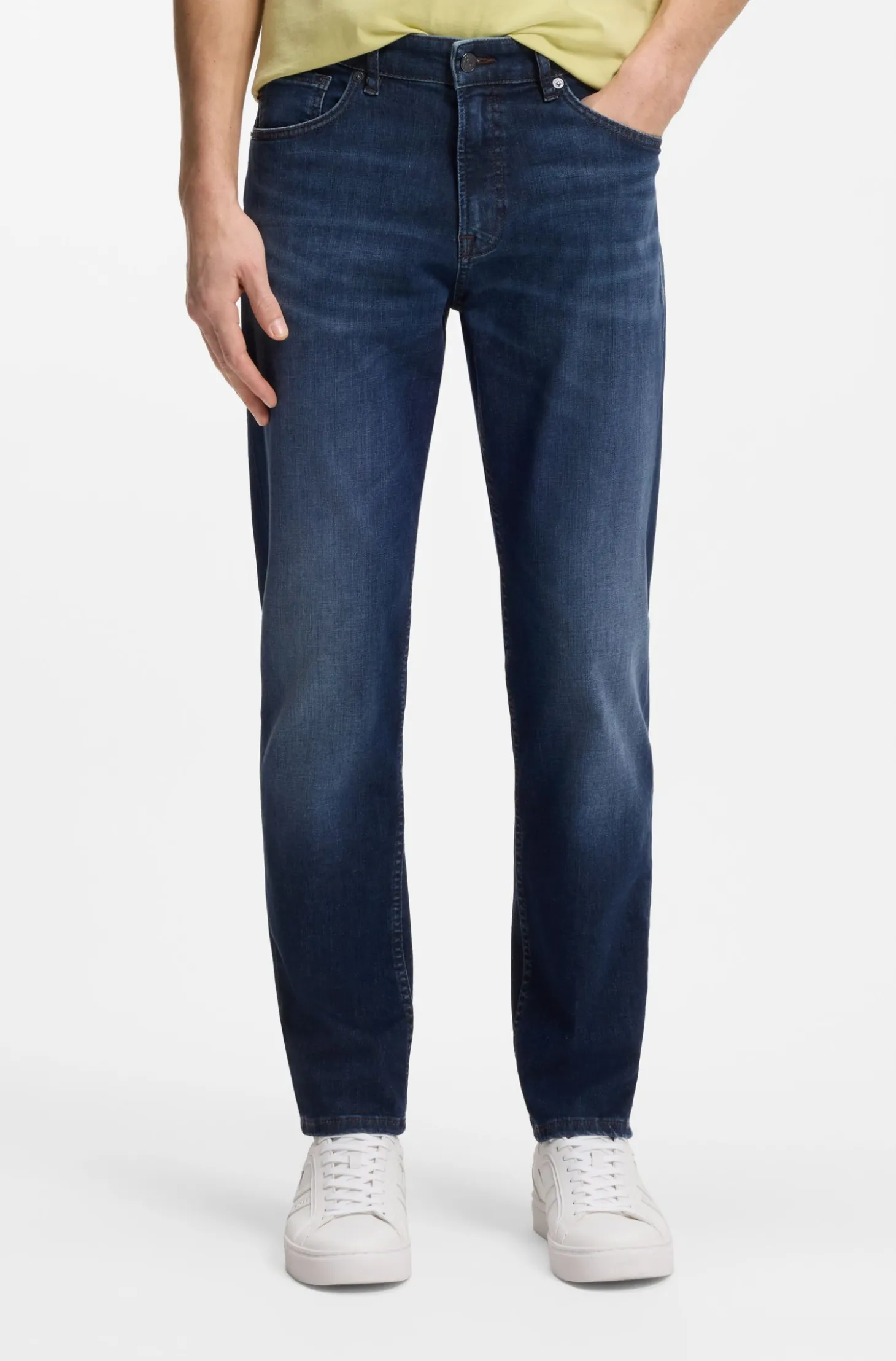 Maine Regular-Fit Jeans aus blauem Soft-Motion-Denim