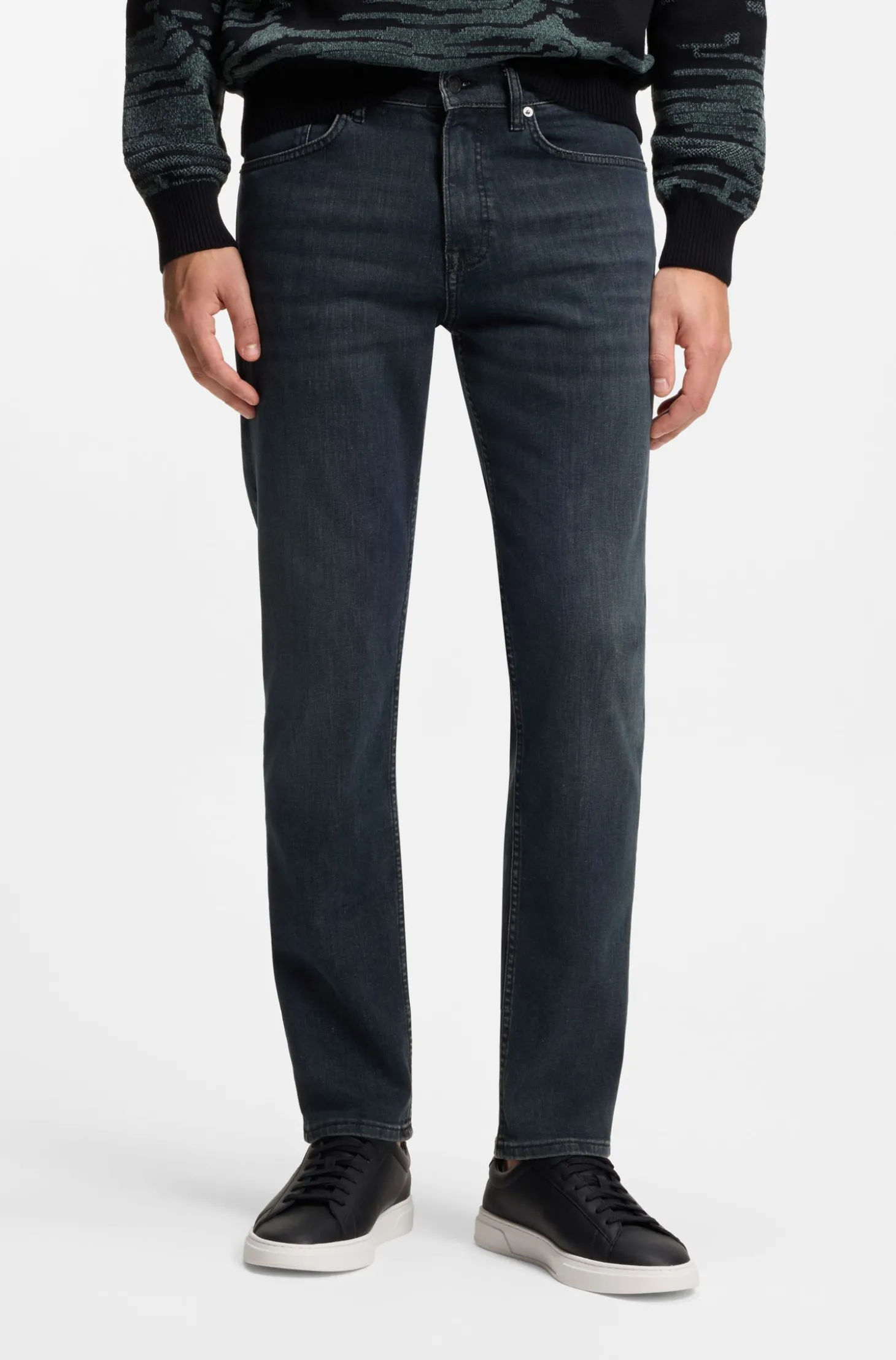 Maine Regular-Fit Jeans aus blauem Super-Stretch-Denim