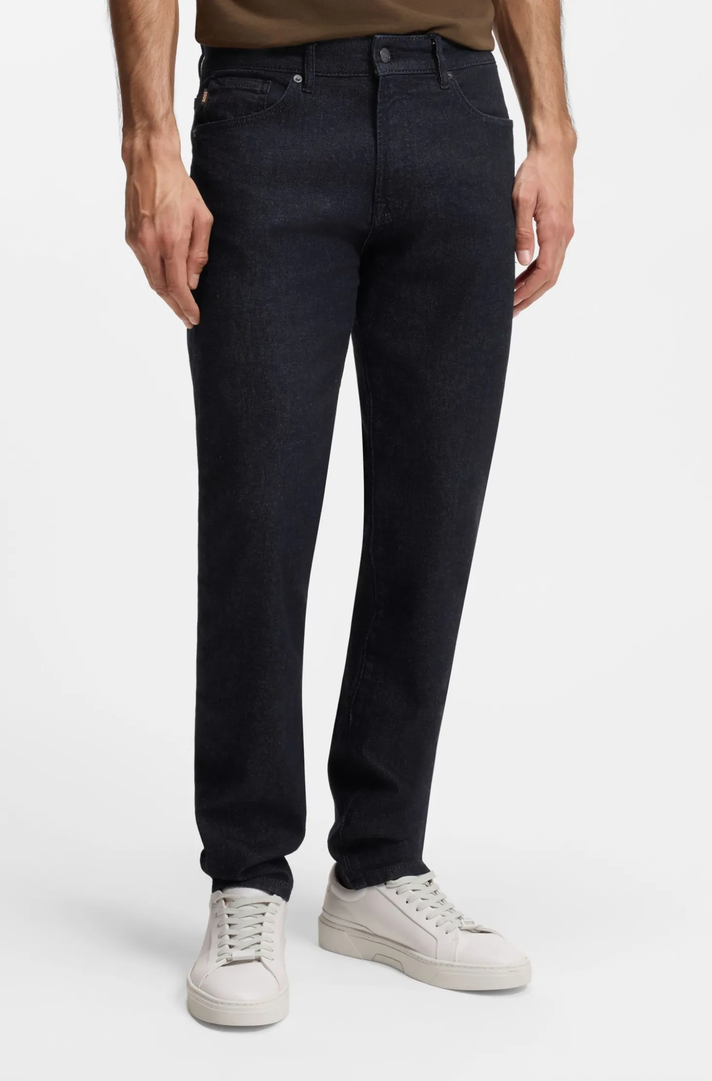 Maine Regular-Fit Jeans aus dunkelblauem Stretch-Denim